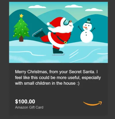 Amazon gift card to avoid issues with my niece and nephew!