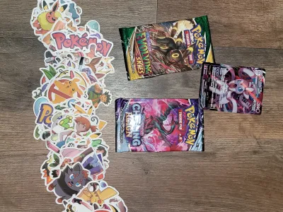 Some Packs from the newest TCG sets and So Many Stickers!!