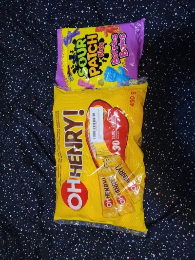 Oh Henry's and Sour patch kids!