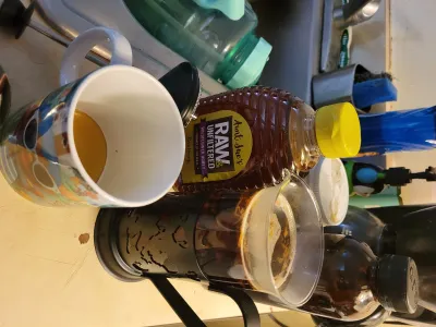 Coffee/Tea press with coffee, tea, and candies!